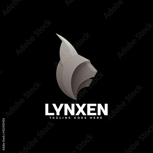 Vector Logo Illustration Lynx Gradient Colorful Style.