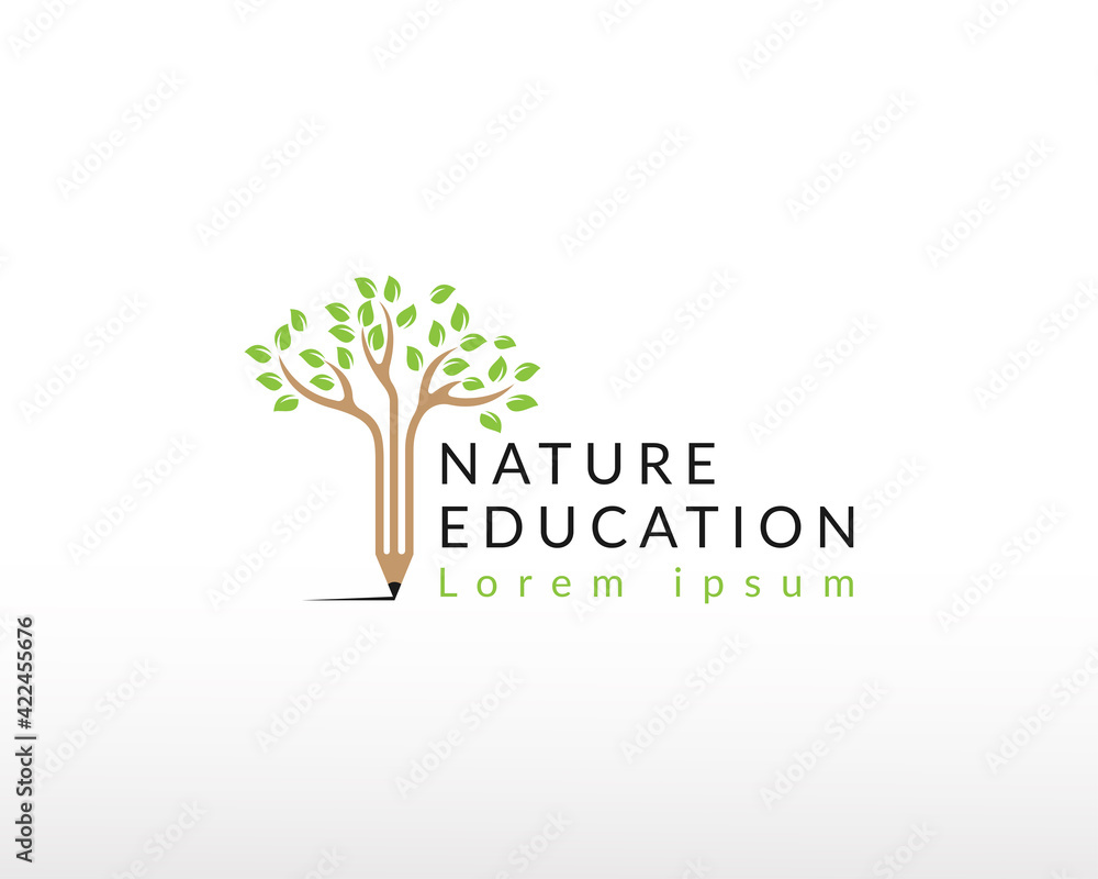 Obraz premium nature education tree creative logo illustration logo education creative idea