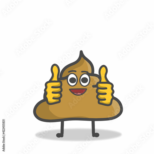 cute poop character flat cartoon vector design template illustration