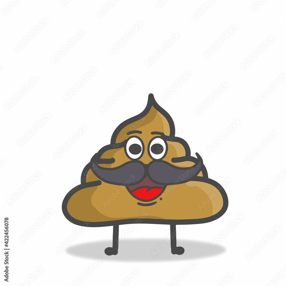 Fototapeta premium cute poop character flat cartoon vector design template illustration