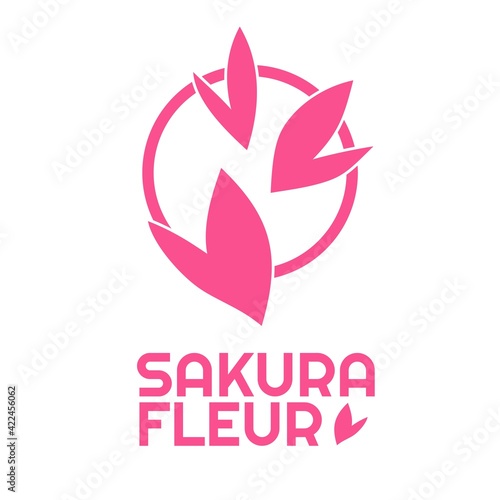 Pink Cherry Blossom sakura flower logo concept design illustration