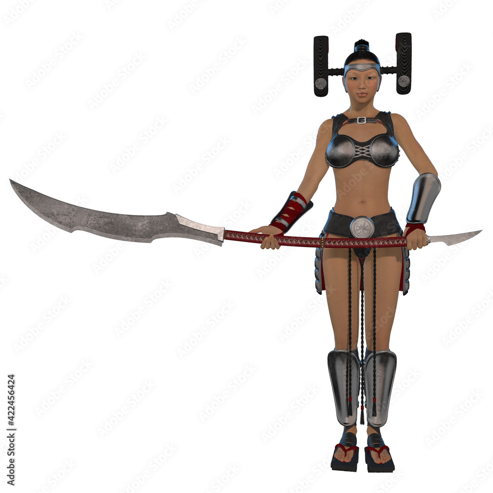 3d illustration of an sexy woman with a traditional oriental costume