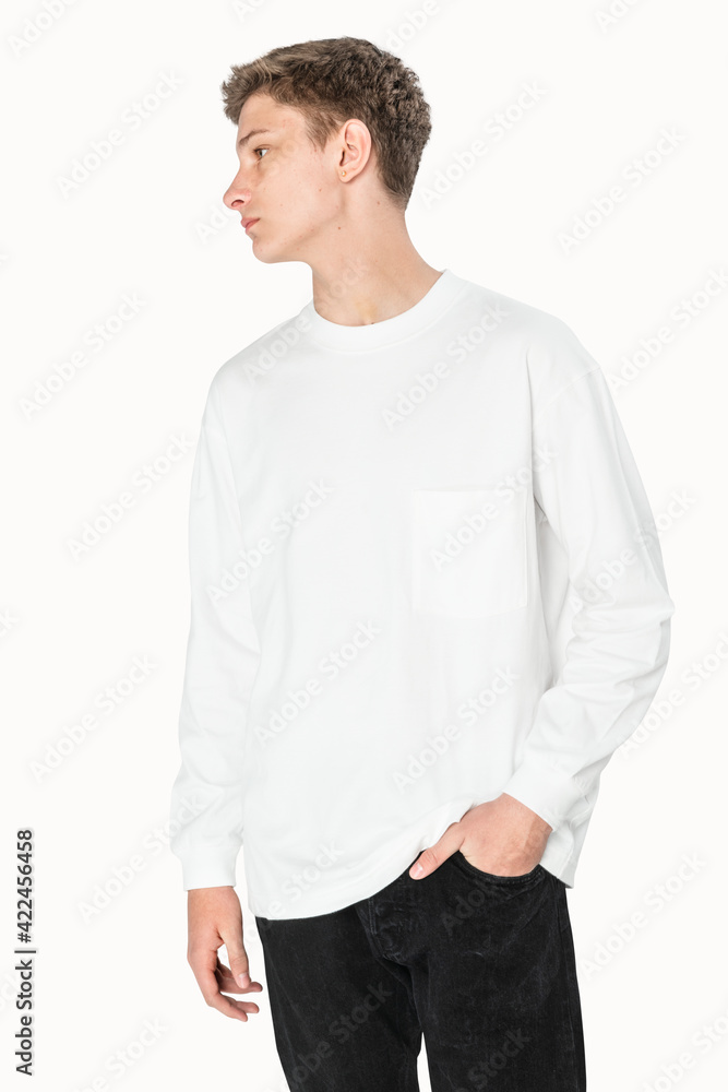 Teenage boy in white sweater winter apparel portrait Teenage boy in white sweater winter apparel portrait