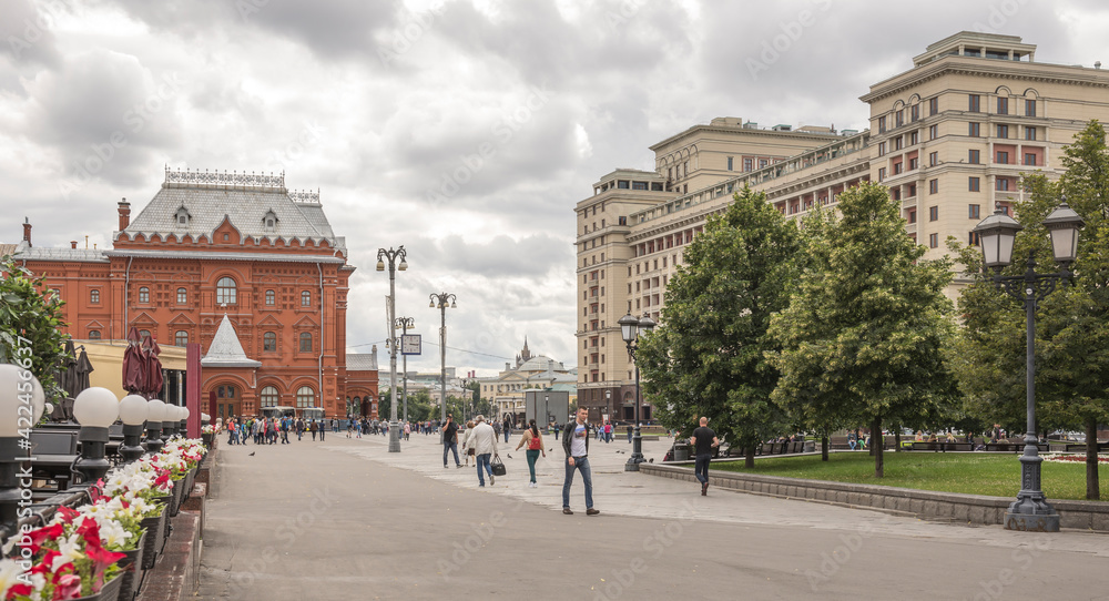 Fototapeta premium Pedestrians walk through the streets of Moscow