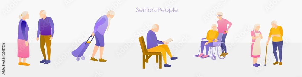 Elderly senior old people activity banner template Elderly senior old people activity banner template