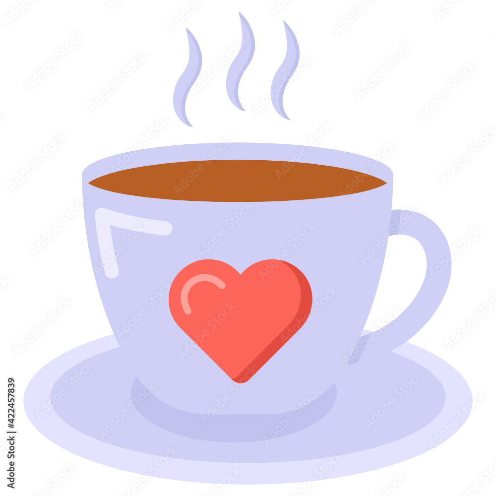 Love coffee icon in flat design
Love coffee icon in flat design
