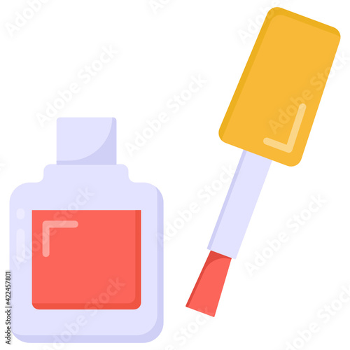 
Nail paint used as a fashion makeover, icon in flat design 

