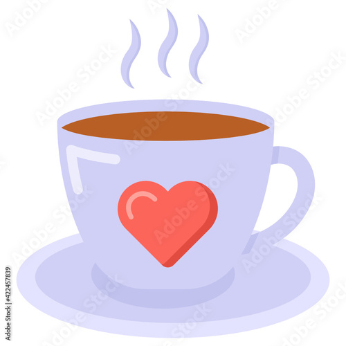 
Love coffee icon in flat design 

