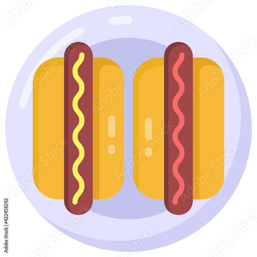 
Hot dog in flat trendy style icon 

