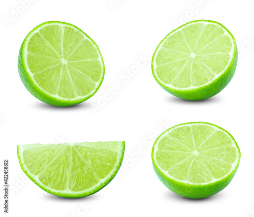 lime or green lemon isolated on white background