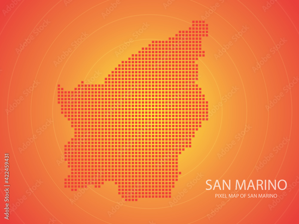 Orange pixel map of san marino on orange background. Vector ...