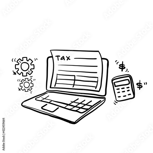 hand drawn doodle tax related illustration isolated