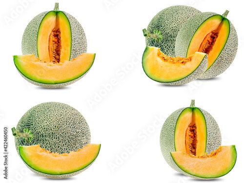 collection mix set melon isolated on white background
