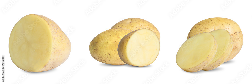 collection mix set potato isolated on white background