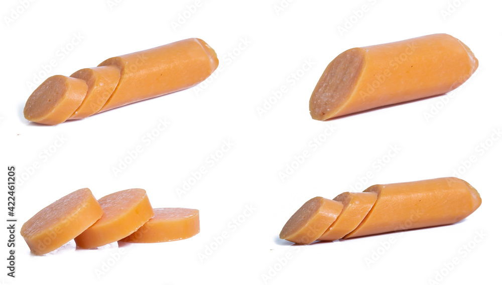 collection mix set red sausage isolated on white background collection mix set red sausage isolated on white background