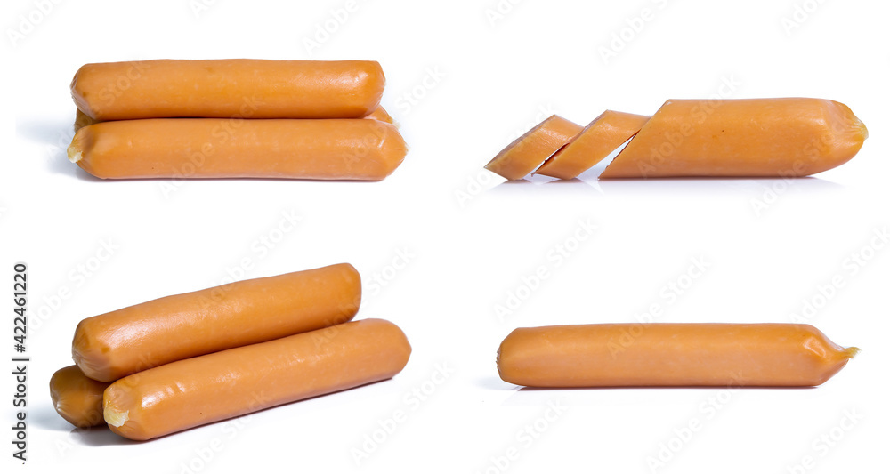collection mix set red sausage isolated on white background collection mix set red sausage isolated on white background
