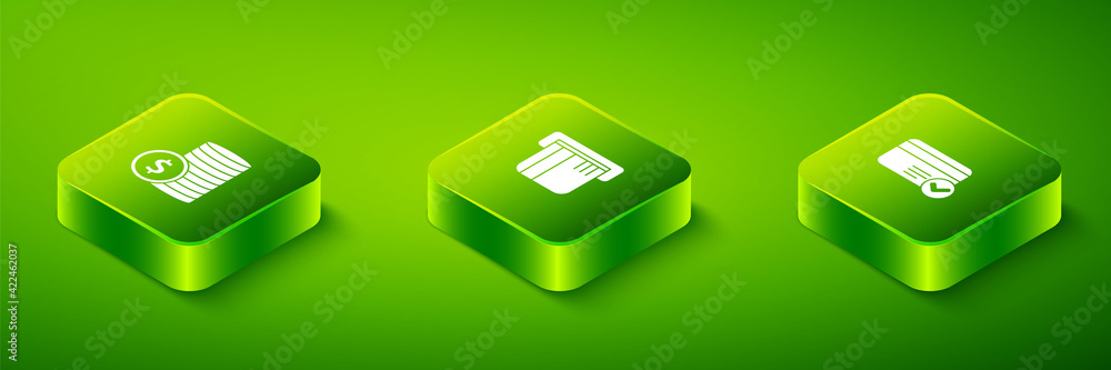 Set Isometric Credit card, and Coin money with dollar icon. Vector Set Isometric Credit card, and Coin money with dollar icon. Vector