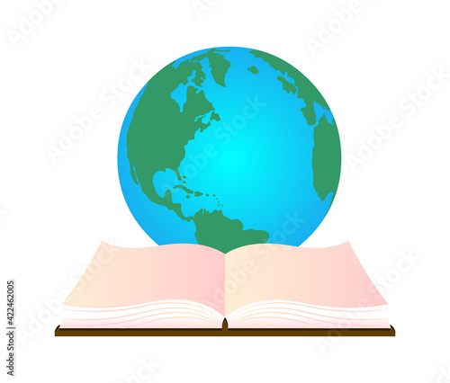 Open book and globe World Education Logo icon © Carrot
