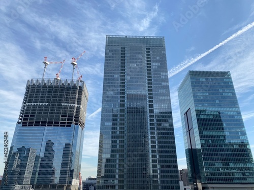 Skyscrapers in front of Tokyo Station (Marunouchi, Chiyoda-ku, Tokyo, Japan).