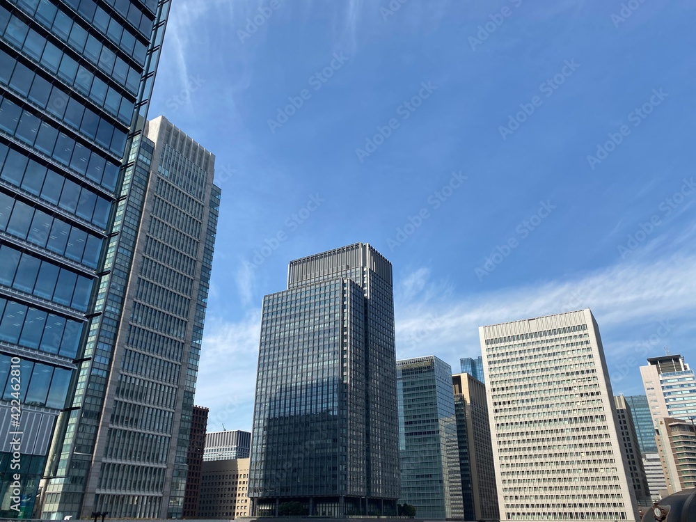 Skyscrapers in front of Tokyo Station (Marunouchi, Chiyoda-ku, Tokyo, Japan). Skyscrapers in front of Tokyo Station (Marunouchi, Chiyoda-ku, Tokyo, Japan).