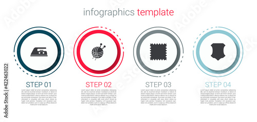 Set Electric iron, Yarn ball with knitting needles, Leather and . Business infographic template. Vector