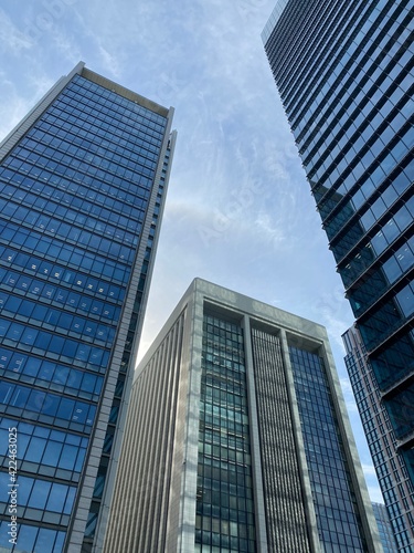 Skyscrapers in front of Tokyo Station  Marunouchi  Chiyoda-ku  Tokyo  Japan .