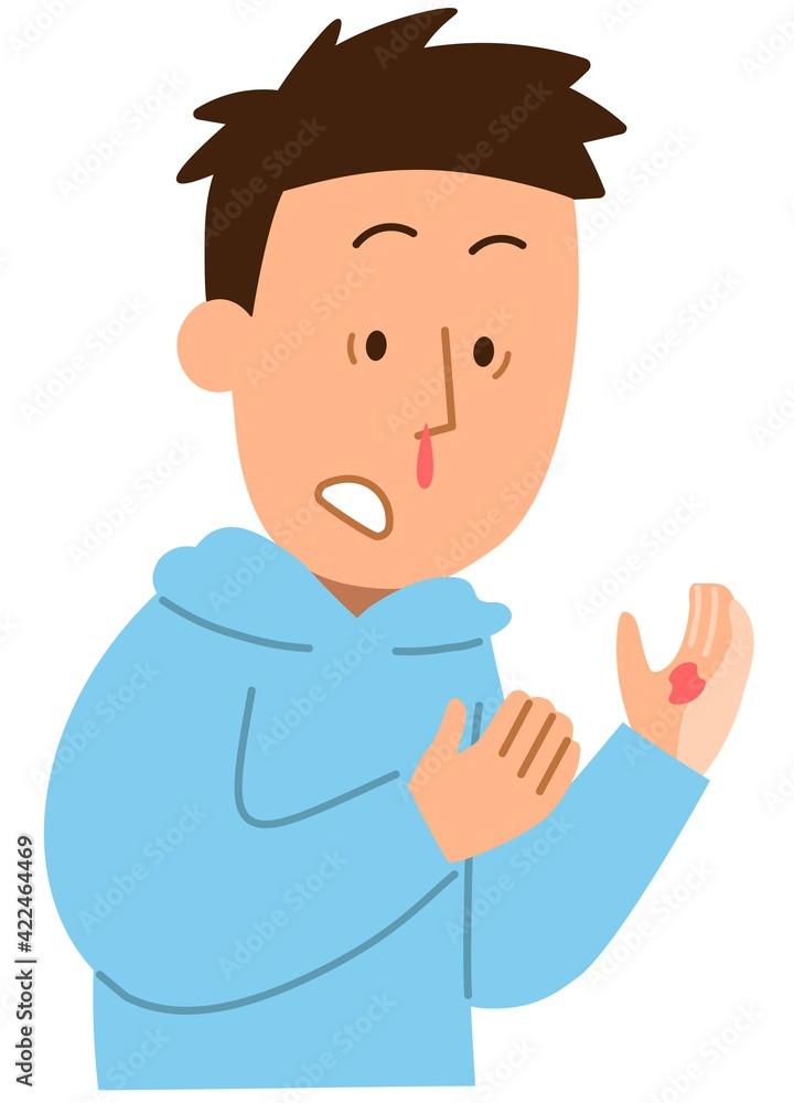 鼻血が出て驚いている男性 鼻血が出て驚いている男性