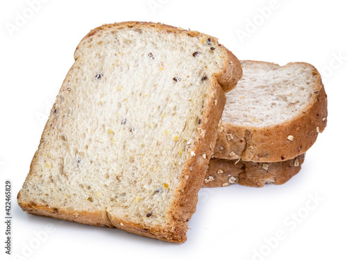 wholegrain bread isolated on white background