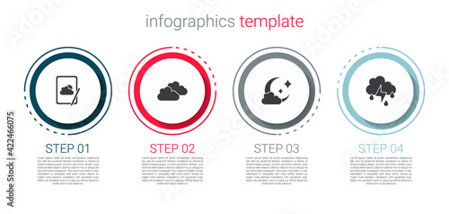 Set Weather forecast, Cloud, with moon and rain and lightning. Business infographic template. Vector