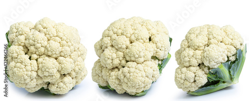 cauliflower vegetable isolated on white background clipping path