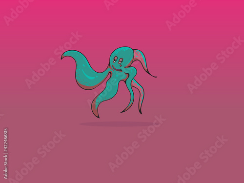 octopus cartoon vector illustration