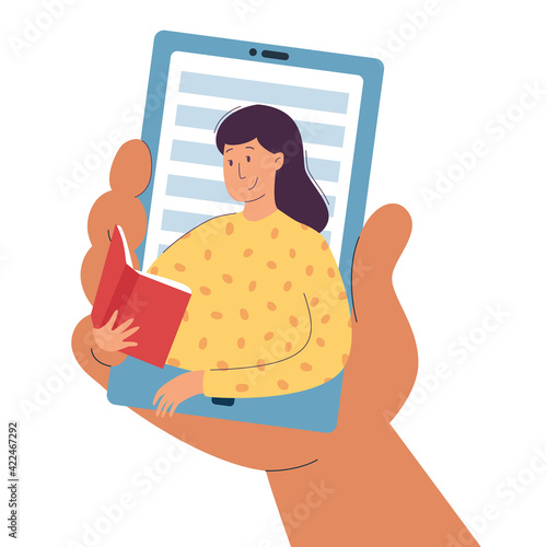 Online babysitting and education concept vector flat photo