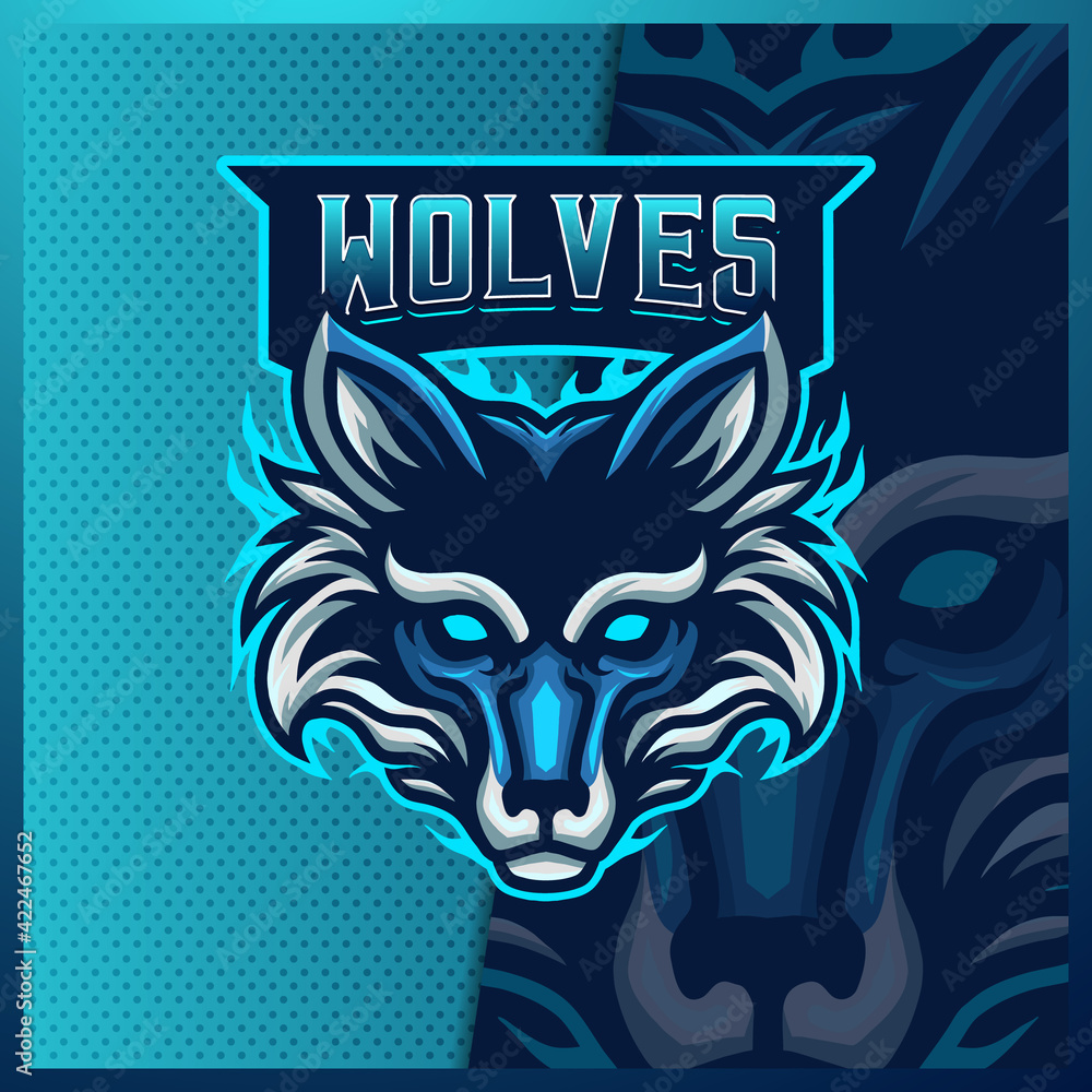 Wolf Fox Jackal mascot esport logo design illustrations vector template,  Blue Fox logo for team game streamer youtuber banner twitch discord Stock  Vector | Adobe Stock