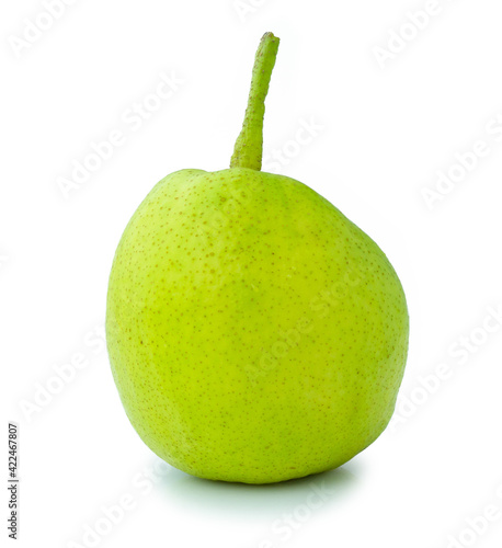 fresh green pear fruit isolated on white background