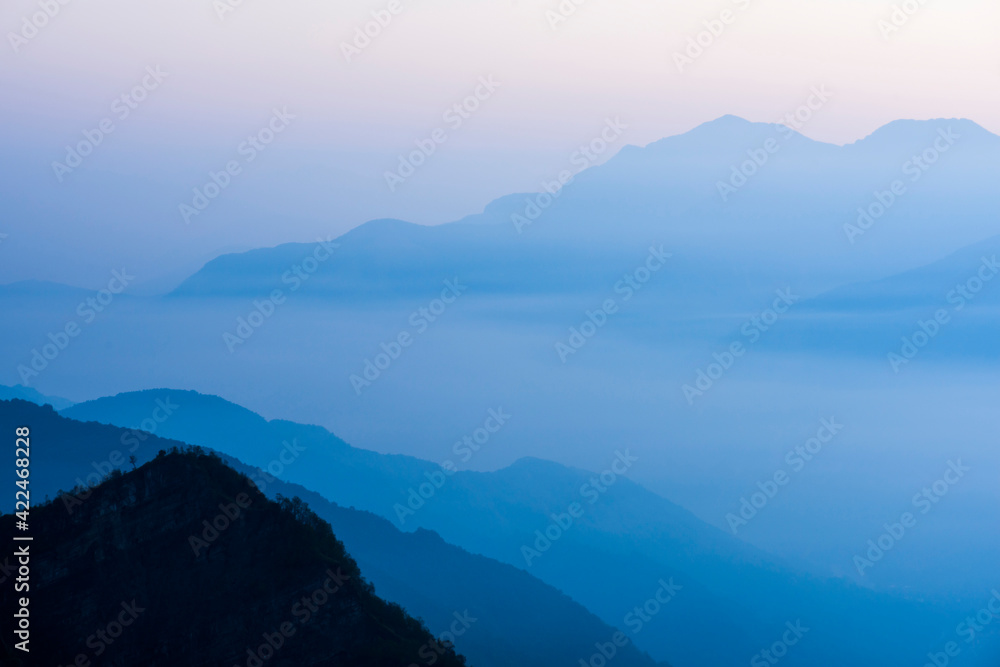 Sunrise view of the Central Mountain Range in Taiwan