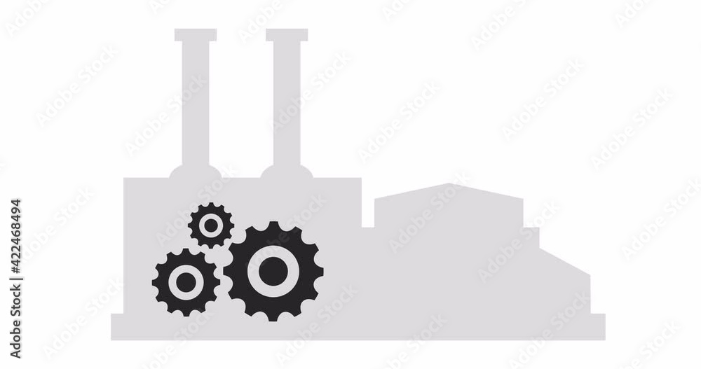 Rotating gears on the background of the silhouette of a factory and production. 4K animation with alpha channel
Rotating gears on the background of the silhouette of a factory and production. 4K animation with alpha channel