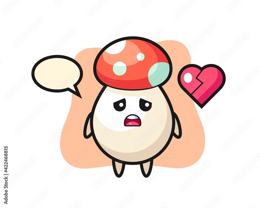 mushroom cartoon illustration is broken heart mushroom cartoon illustration is broken heart