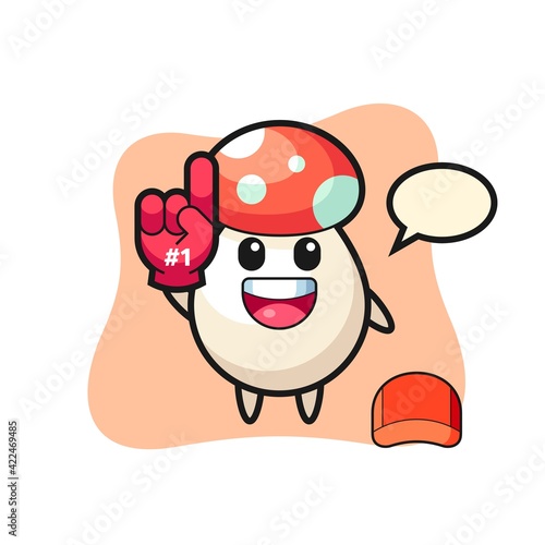 mushroom illustration cartoon with number 1 fans glove