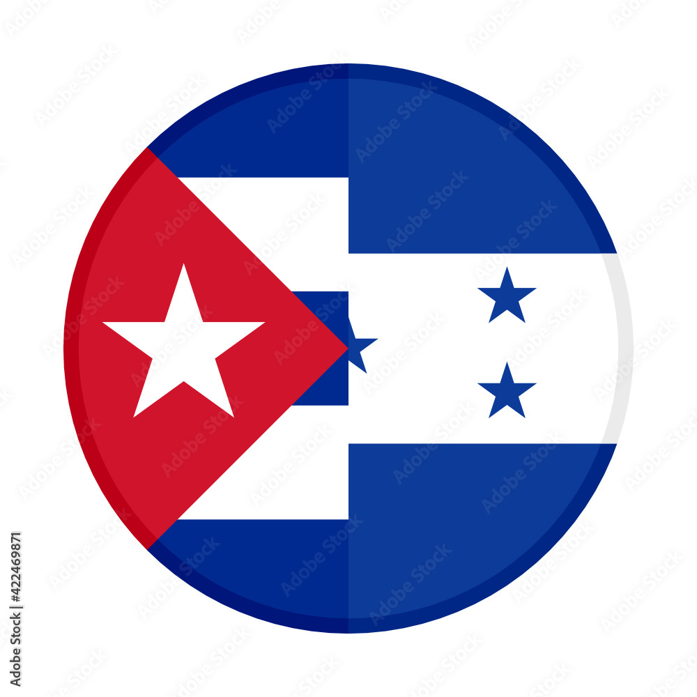 round icon with cuba and honduras flags isolated on white background
