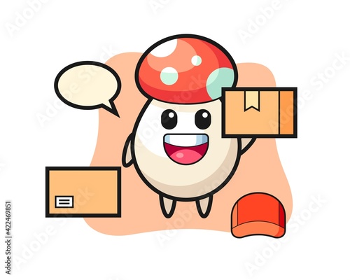 Mascot Illustration of mushroom as a courier