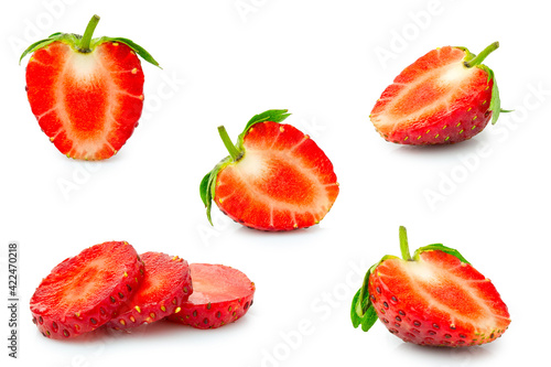 Fototapeta Naklejka Na Ścianę i Meble -  clipping path strawberry isolated on white background