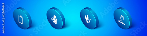 Set Isometric Picture, Olives branch, Tower in Pisa and Pinocchio icon. Vector