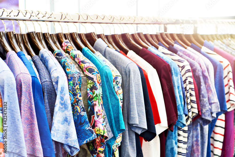 Men's shirts with short sleeves in store Men's shirts with short sleeves in store