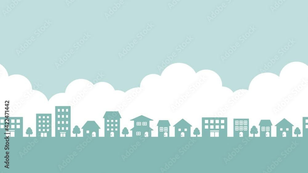 街並みのループアニメーション 背景 動画 イラスト 町並み 空 風景 都市 住宅 街並みのループアニメーション 背景 動画 イラスト 町並み 空 風景 都市 住宅