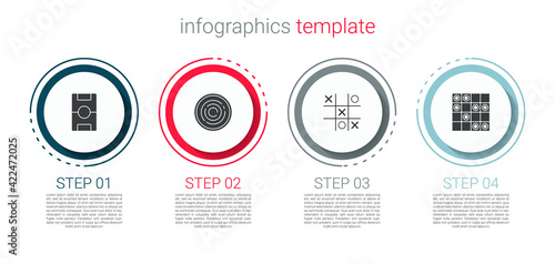 Set Hockey table, Checker game chips, Tic tac toe and Board of checkers. Business infographic template. Vector