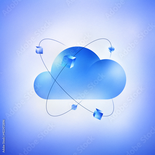 Cloud Computing IaaS Internet Services Modern Textured Illustration Concept