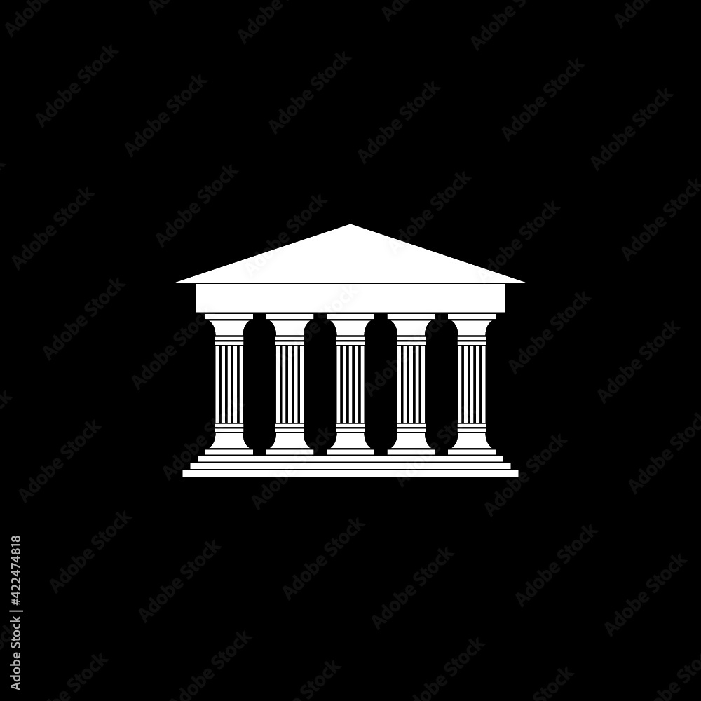 Museum, Courthouse building icon isolated on dark background Museum, Courthouse building icon isolated on dark background