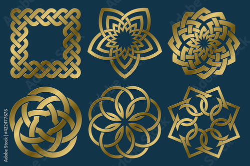 Set of abstract sacred symbols. Vector ancient magical signs collection. Isolated jewelry logo templates.