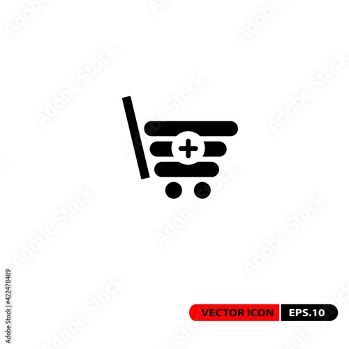 chat Shop Logo Design Template. Shopping Logo vector icon illustration design. Shopping bag icon for online shop business logo. Online store logo vector illustration. flat color style with orange. photo