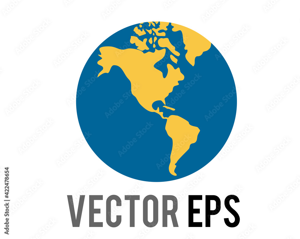 Vector globe showing Americas icon, showing North, South America in green against blue ocean Vector globe showing Americas icon, showing North, South America in green against blue ocean